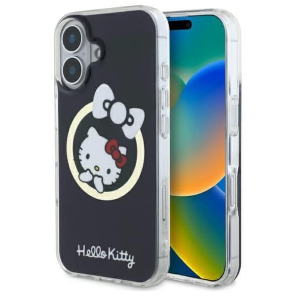 Hello Kitty IML hauska rusetti MagSafe - iPhone 16 -kotelo (musta)