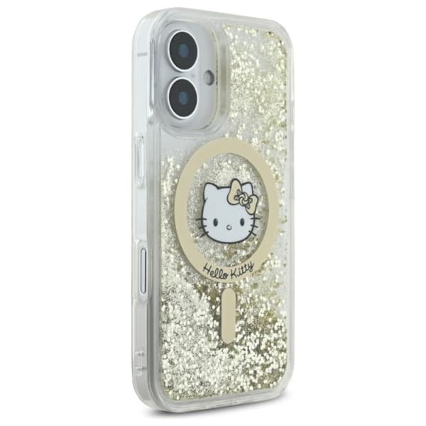 Hello Kitty Liquid Glitter Fever MagSafe - iPhone 16 -kotelo (valkoinen / kulta)