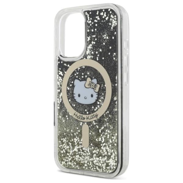 Hello Kitty Liquid Glitter Fever MagSafe - iPhone 16 -kotelo (musta / kulta)