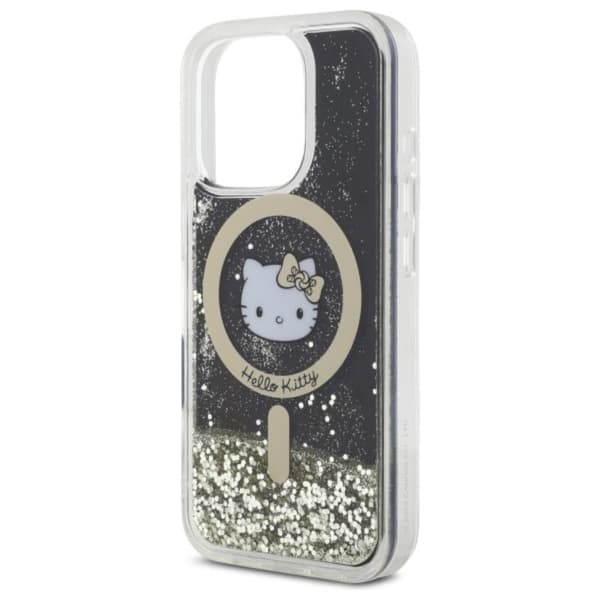 Hello Kitty Liquid Glitter Fever MagSafe - iPhone 16 Pro Max -suojakuori (musta / kulta)