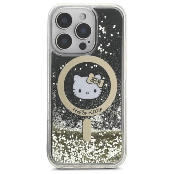 Hello Kitty Liquid Glitter Fever MagSafe - iPhone 16 Pro -kotelo (musta / kulta)