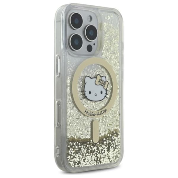 Hello Kitty Liquid Glitter Fever MagSafe - iPhone 16 Pro Max -suojakuori (valkoinen / kulta)