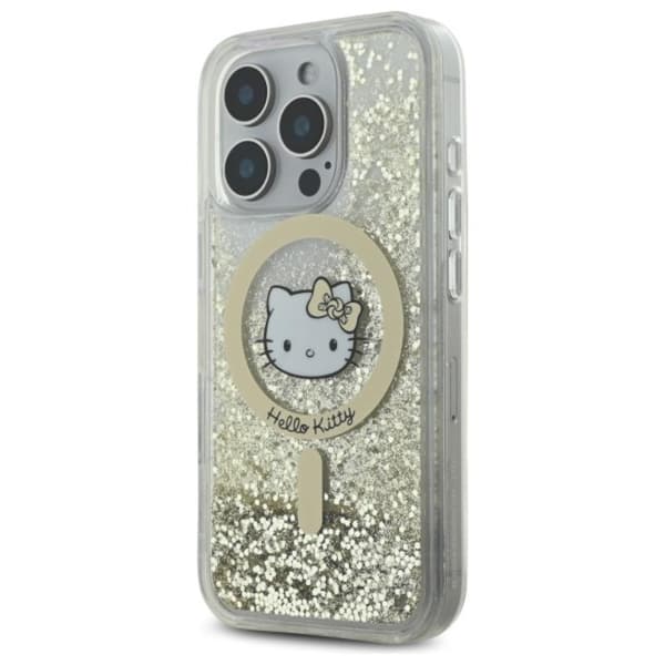 Hello Kitty Liquid Glitter Fever MagSafe - iPhone 16 Pro Max -suojakuori (valkoinen / kulta)