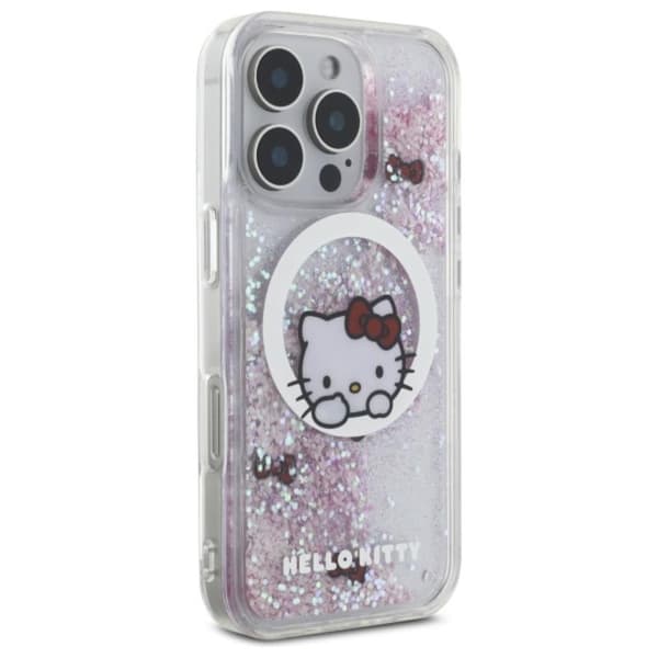 Hello Kitty Liquid Glitter Sweet Kitty Rosetter MagSafe - iPhone 16 Pro Max Skal (Vit)