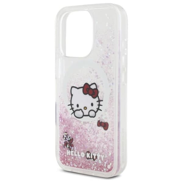 Hello Kitty Liquid Glitter Sweet Kitty Rosetter MagSafe - iPhone 16 Pro Max Skal (Vit)
