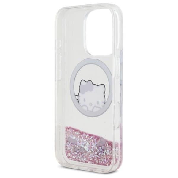 Hello Kitty Liquid Glitter Sweet Kitty Rosetter MagSafe - iPhone 16 Pro Max Skal (Vit)