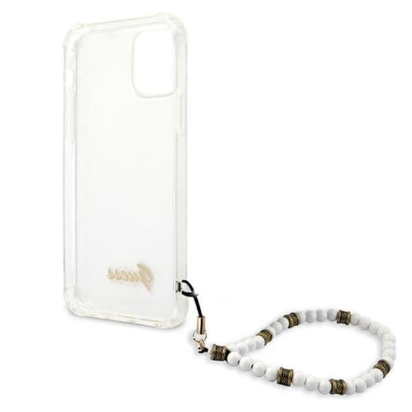 Guess Hvid Perlerem - iPhone 12 Pro Max Etui (Gennemsigtig)