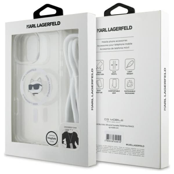 Karl Lagerfeld IML Choupette Head & Cord MagSafe - iPhone 16 Pro-skal (genomskinligt)