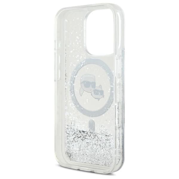 Karl Lagerfeld flytande glitter Karl & Choupette Head MagSafe - iPhone 16 Pro-skal (genomskinligt)