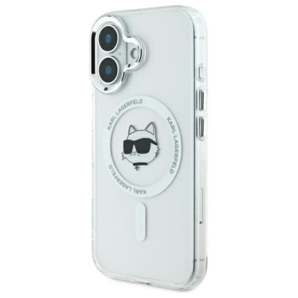 Karl Lagerfeld IML Metal Choupette Head MagSafe - iPhone 16 Plus -suojakuori (valkoinen)