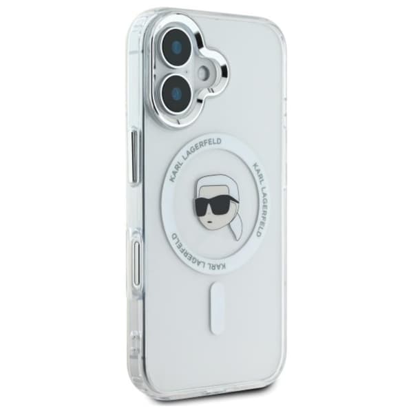 Karl Lagerfeld IML Metal Karl Head MagSafe - iPhone 16 Plus -suojakuori (valkoinen)