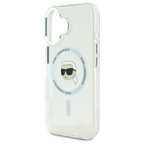 Karl Lagerfeld IML Metal Karl Head MagSafe - iPhone 16 Plus -suojakuori (valkoinen)