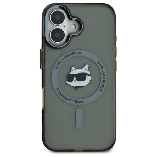 Karl Lagerfeld IML Metal Choupette Head MagSafe - iPhone 16 Plus -suojakuori (musta)