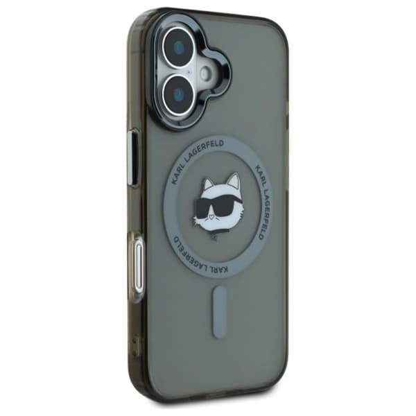 Karl Lagerfeld IML Metal Choupette Head MagSafe - iPhone 16 Plus -suojakuori (musta)