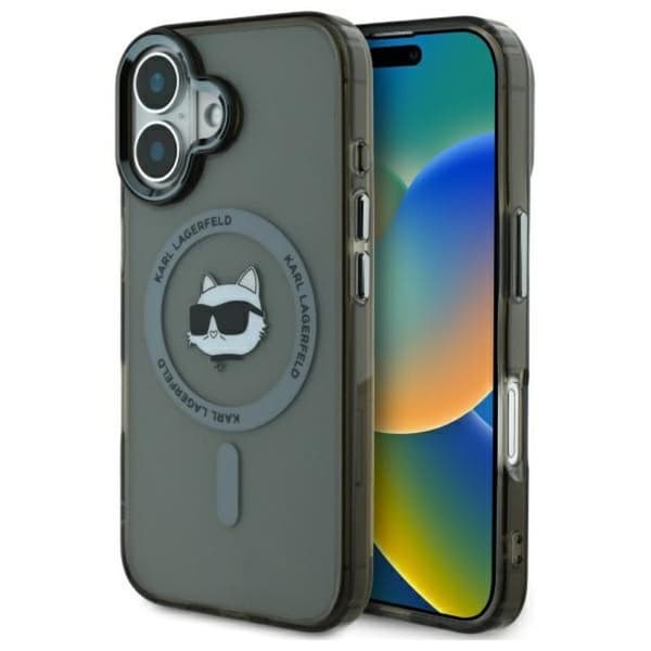 Karl Lagerfeld IML Metal Choupette Head MagSafe - iPhone 16 Plus -suojakuori (musta)