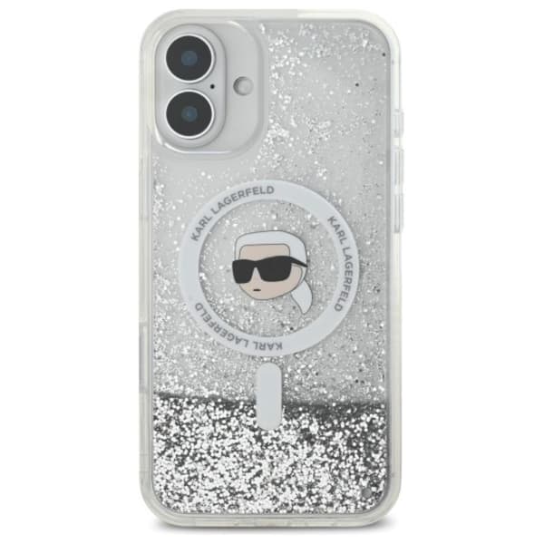 Karl Lagerfeld Liquid Glitter Karl Head MagSafe - iPhone 16 Plus -suojakuori (kirkas)