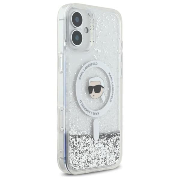 Karl Lagerfeld Liquid Glitter Karl Head MagSafe - iPhone 16 Plus -suojakuori (kirkas)