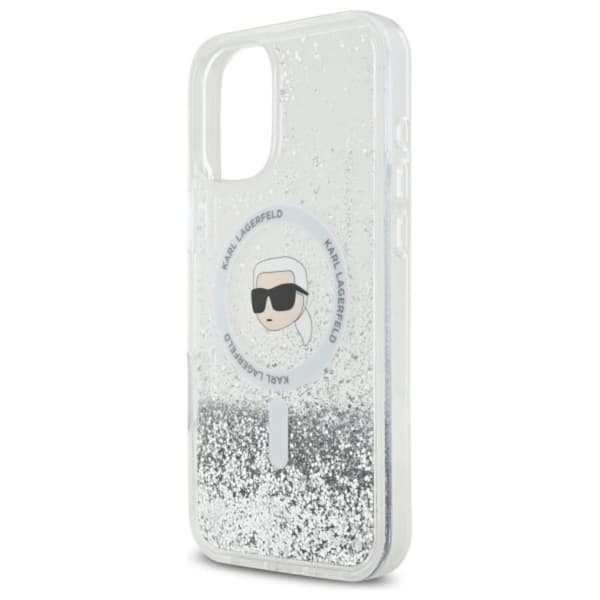 Karl Lagerfeld Liquid Glitter Karl Head MagSafe - iPhone 16 Plus -suojakuori (kirkas)