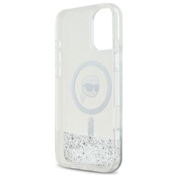 Karl Lagerfeld Liquid Glitter Karl Head MagSafe - iPhone 16 Plus -suojakuori (kirkas)