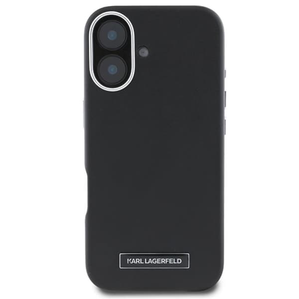 Karl Lagerfeld FW metallilevyllä varustettu MagSafe - iPhone 16 Plus -suojakuori (musta)