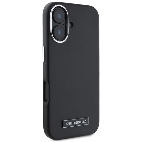 Karl Lagerfeld FW metallilevyllä varustettu MagSafe - iPhone 16 Plus -suojakuori (musta)