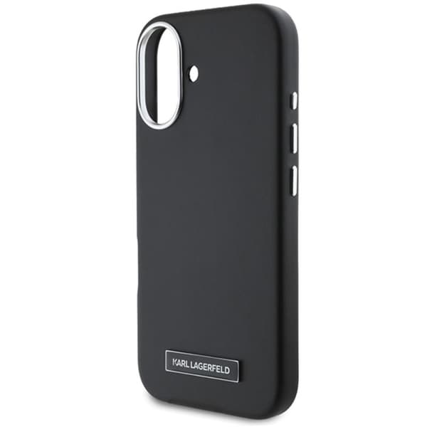 Karl Lagerfeld FW metallilevyllä varustettu MagSafe - iPhone 16 Plus -suojakuori (musta)
