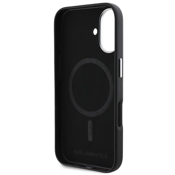 Karl Lagerfeld FW metallilevyllä varustettu MagSafe - iPhone 16 Plus -suojakuori (musta)