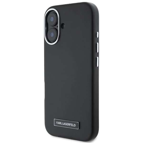 Karl Lagerfeld FW metallilevyllä varustettu MagSafe - iPhone 16 Plus -suojakuori (musta)