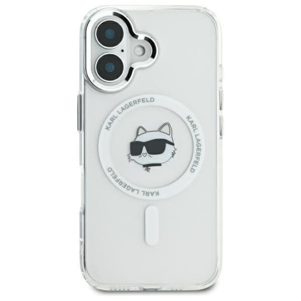 Karl Lagerfeld IML Metal Choupette Head MagSafe - iPhone 16 -suojakuori (valkoinen)