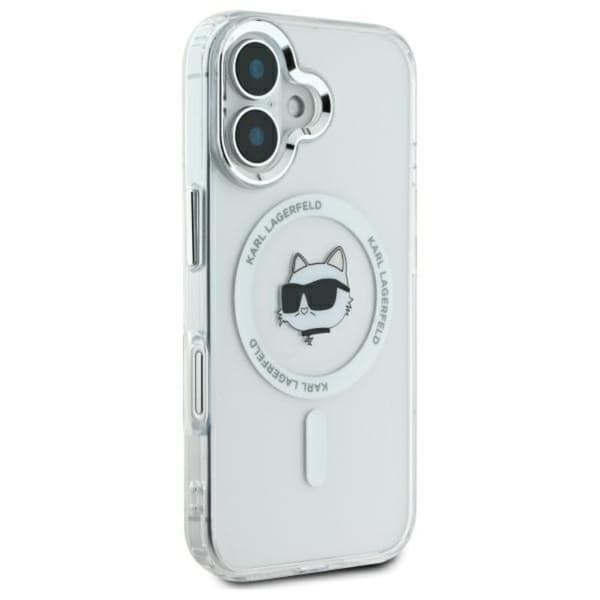 Karl Lagerfeld IML Metal Choupette Head MagSafe - iPhone 16 -suojakuori (valkoinen)