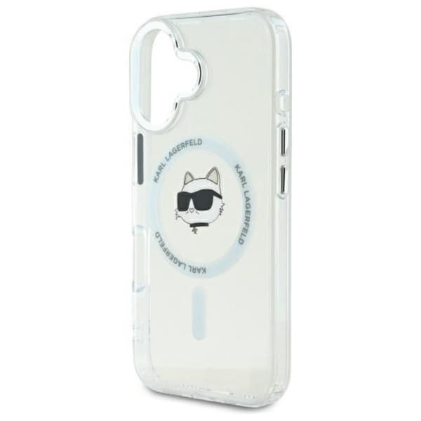 Karl Lagerfeld IML Metal Choupette Head MagSafe - iPhone 16 -suojakuori (valkoinen)