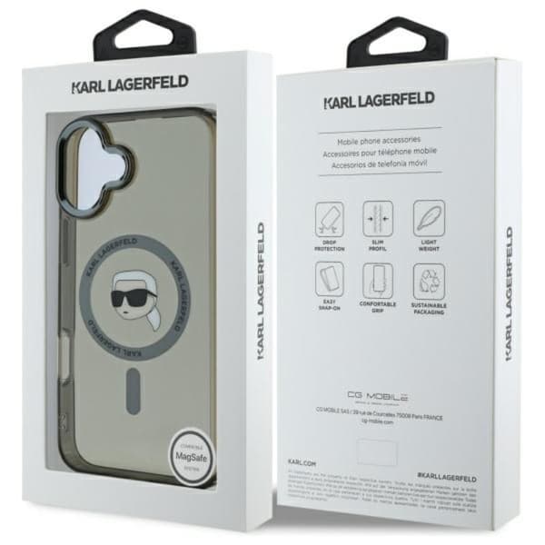 Karl Lagerfeld IML Metal Karl Head MagSafe - iPhone 16 -suojakuori (musta)