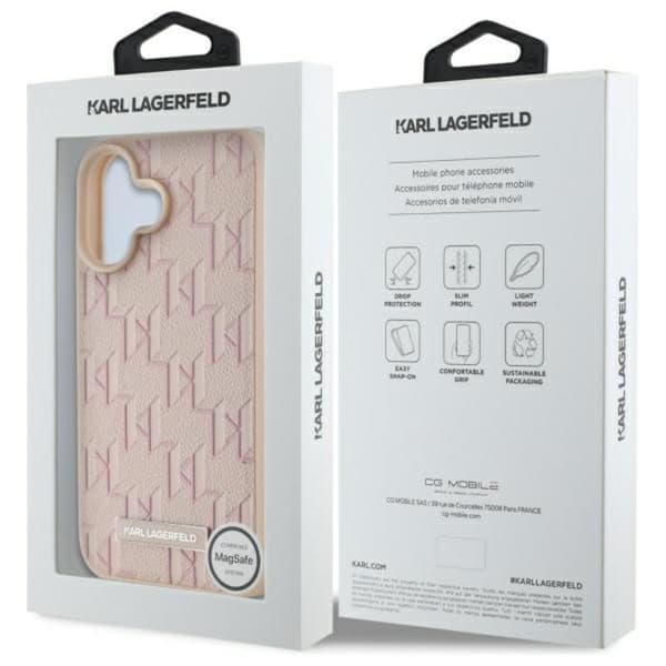 Karl Lagerfeld Hot Stamp MagSafe - iPhone 16 -kotelo (vaaleanpunainen)