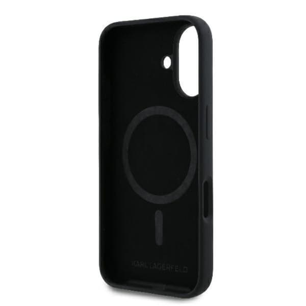 Karl Lagerfeld silikoninen Karl & Choupette -sormus MagSafe - iPhone 16 Plus -kotelo (musta)