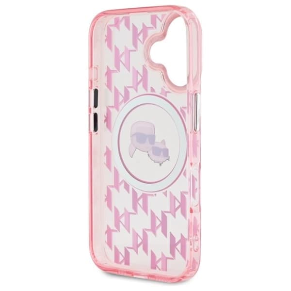 Karl Lagerfeld IML Monogram Karl & Choupette Head MagSafe - iPhone 16 -suojakuori (vaaleanpunainen)