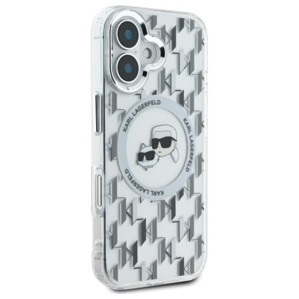 Karl Lagerfeld IML Monogram Karl & Choupette Head MagSafe - iPhone 16 -suojakuori (kirkas)