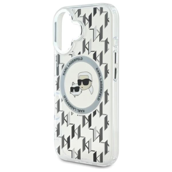 Karl Lagerfeld IML Monogram Karl & Choupette Head MagSafe - iPhone 16 -suojakuori (kirkas)