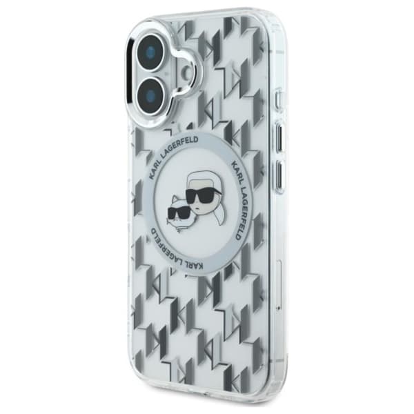 Karl Lagerfeld IML Monogram Karl & Choupette Head MagSafe - iPhone 16 -suojakuori (kirkas)