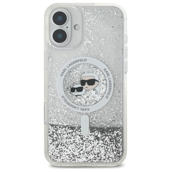 Karl Lagerfeld Liquid Glitter Karl & Choupette Head MagSafe - iPhone 16 Plus cover (gennemsigtig)