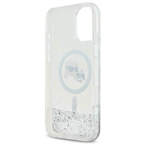 Karl Lagerfeld Liquid Glitter Karl & Choupette Head MagSafe - iPhone 16 Plus cover (gennemsigtig)
