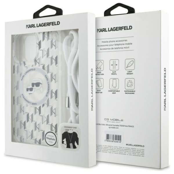 Karl Lagerfeld IML Crossbody Monogram Karl & Choupette Head MagSafe - iPhone 16 Pro Max cover (gennemsigtig)