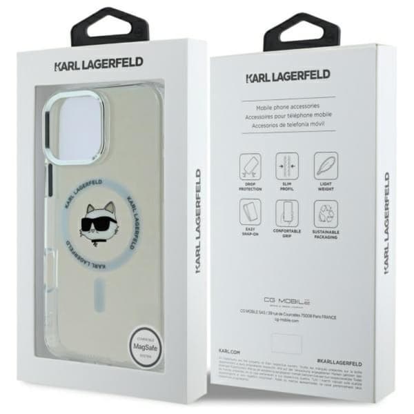 Karl Lagerfeld IML Metal Choupette Head MagSafe - iPhone 16 Pro Max cover (hvid)
