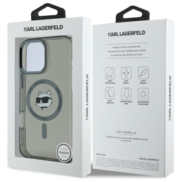 Karl Lagerfeld IML Metal Choupette Head MagSafe - iPhone 16 Pro Max cover (sort)