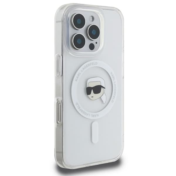 Karl Lagerfeld IML Metal Karl Head MagSafe - iPhone 16 Pro Max cover (hvid)