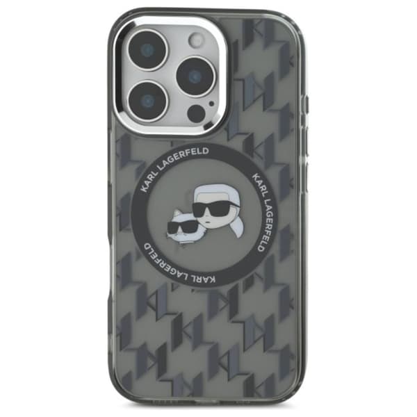 Karl Lagerfeld IML Monogram Karl & Choupette Head MagSafe - iPhone 16 Pro Max cover (sort)