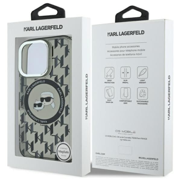 Karl Lagerfeld IML Monogram Karl & Choupette Head MagSafe - iPhone 16 Pro Max cover (sort)