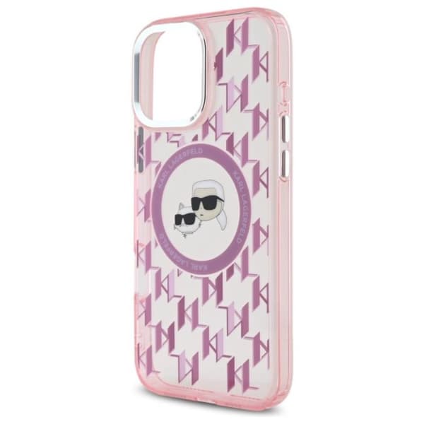 Karl Lagerfeld IML Monogram Karl & Choupette Head MagSafe - iPhone 16 Pro Max-skal (rosa)