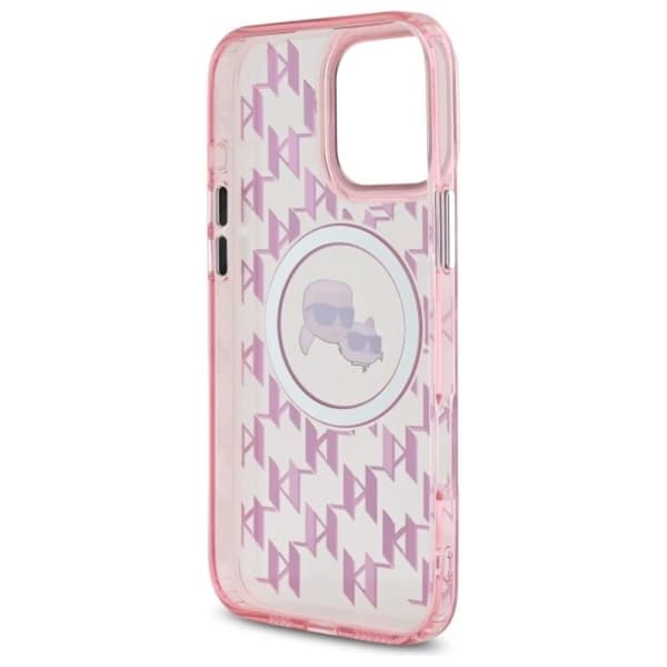 Karl Lagerfeld IML Monogram Karl & Choupette Head MagSafe - iPhone 16 Pro Max-skal (rosa)