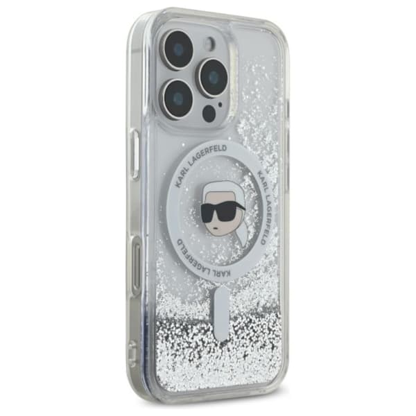 Karl Lagerfeld Liquid Glitter Karl Head MagSafe - iPhone 16 Pro Max cover (gennemsigtigt)
