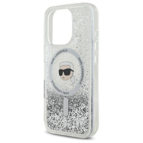Karl Lagerfeld Liquid Glitter Karl Head MagSafe - iPhone 16 Pro Max cover (gennemsigtigt)